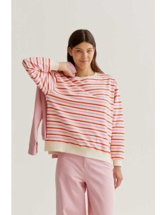 Sudadera Rayas Bicolor rosa/rojo