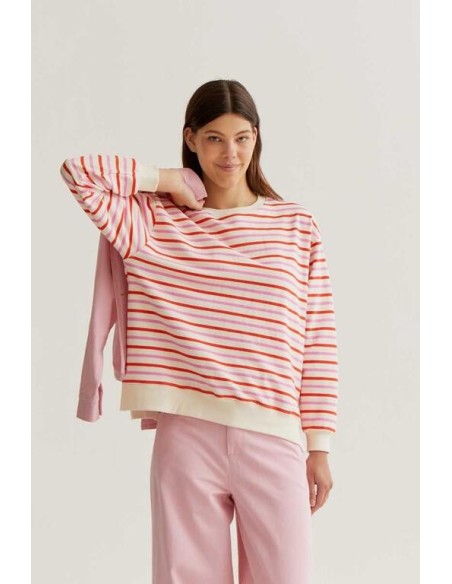 Sudadera Rayas Bicolor rosa/rojo