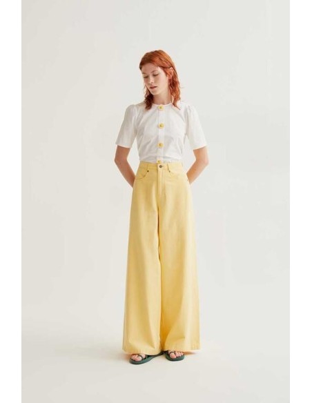 Top Boton Flor Blanco