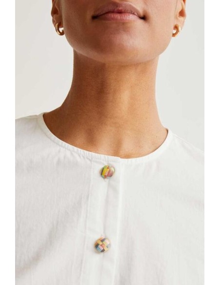 Top Botones Multi Blanco