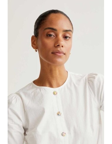 Top Botones Multi Blanco