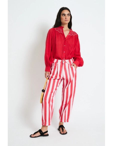 Jeans Boyfriend Barras Rojo