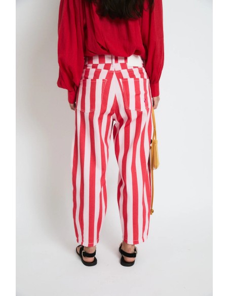 Jeans Boyfriend Barras Rojo