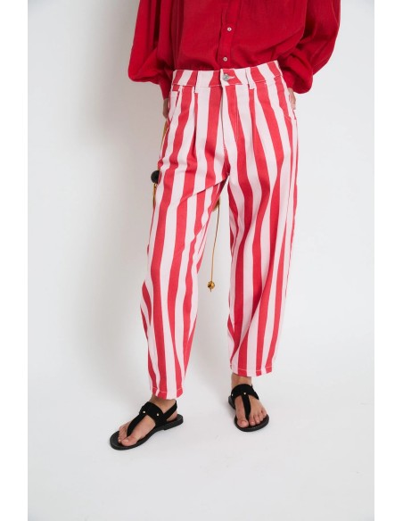 Jeans Boyfriend Barras Rojo