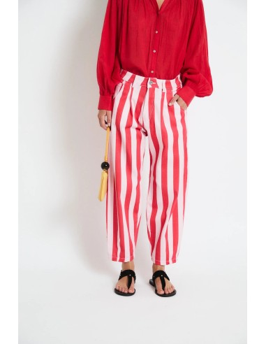 Jeans Boyfriend Barras Rojo