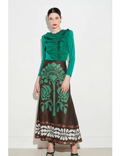 Falda Poireti Marron/verde