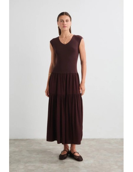 Vel Roshan Vestido Marron