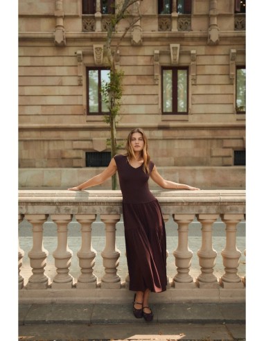 Vel Roshan Vestido Marron