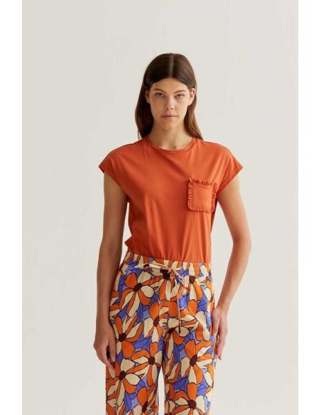 Camiseta Basica Bolsillo teja