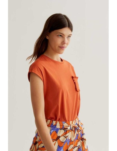 Camiseta Basica Bolsillo teja