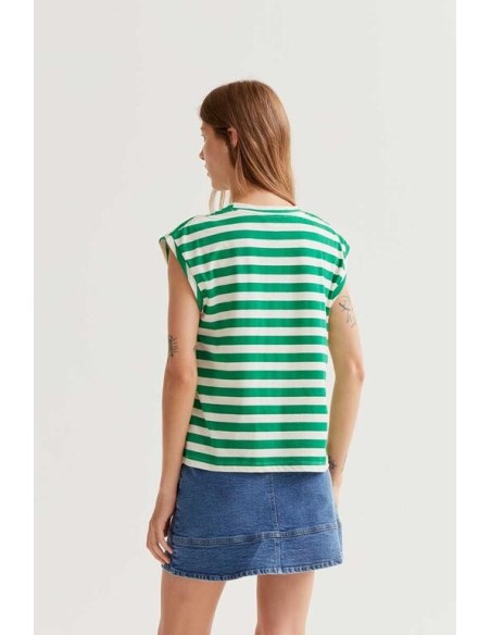 Camiseta s/m Rayas Tulipan blanco/verde