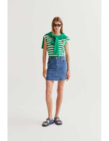 Camiseta s/m Rayas Tulipan blanco/verde