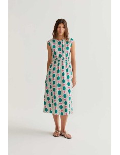Vestido midi Geometric verde/rosa
