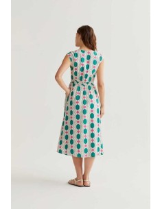 Vestido midi Geometric verde/rosa 2