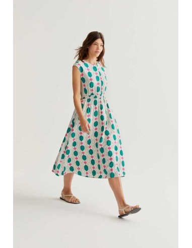 Vestido midi Geometric verde/rosa