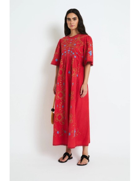 Vestido Amapola Embroidery Rojo