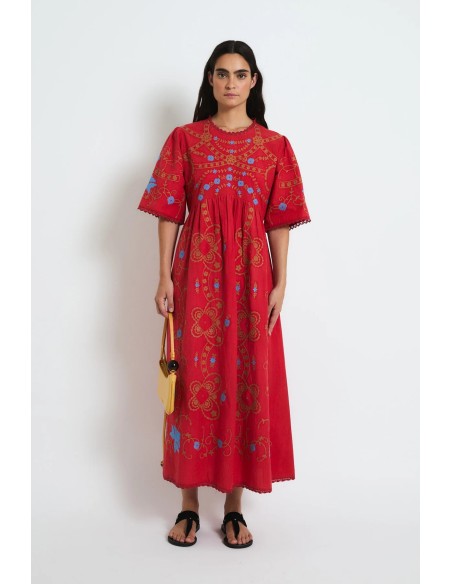 Vestido Amapola Embroidery Rojo