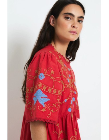 Vestido Amapola Embroidery Rojo