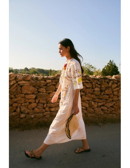 Vestido Amapola Embroidery crudo