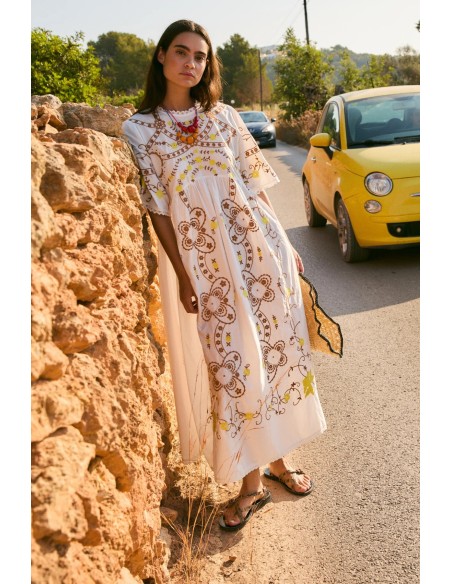 Vestido Amapola Embroidery crudo