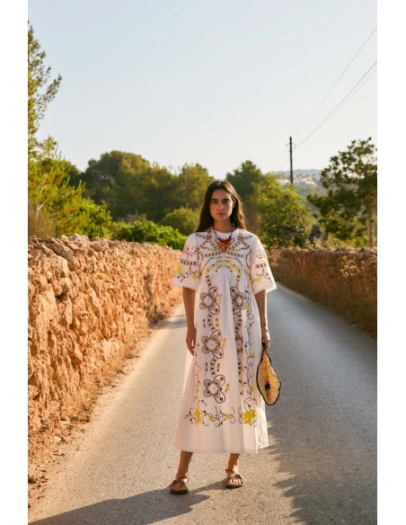 Vestido Amapola Embroidery crudo
