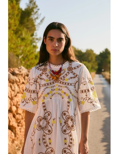 Vestido Amapola Embroidery crudo