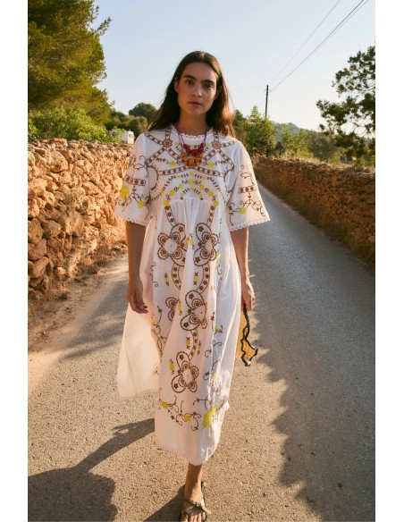 Vestido Amapola Embroidery crudo