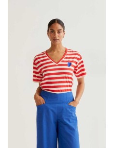 Camiseta m/c Rayas Corazon Rojo