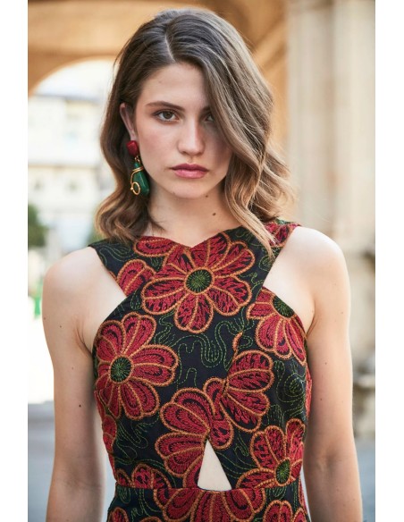 Ve-Meiran Vestido Cruzado Negro/verde