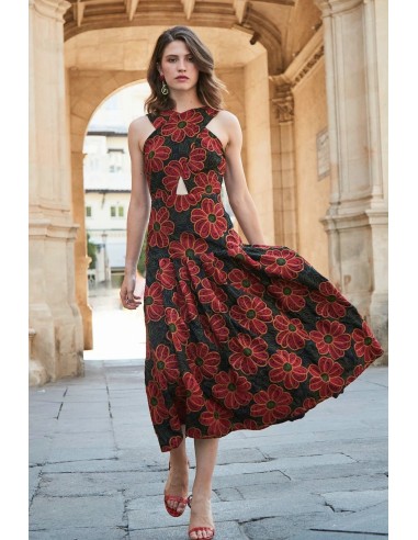 Ve-Meiran Vestido Cruzado Negro/verde