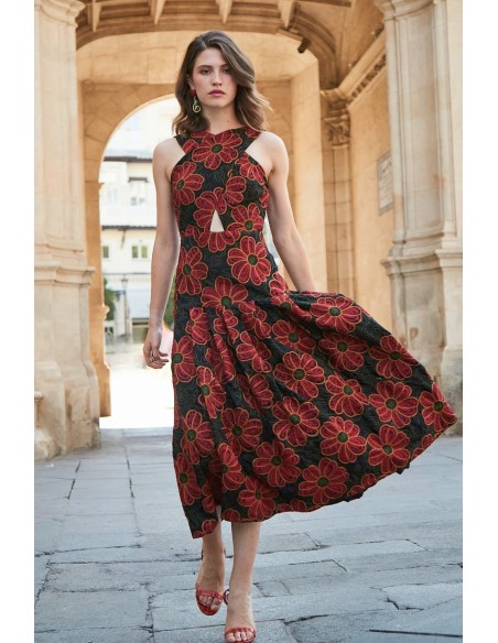 Ve-Meiran Vestido Cruzado Negro/verde