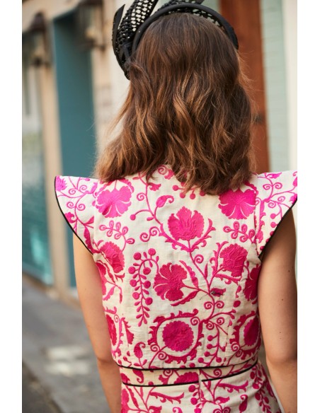 Ca-Bro Chaleco Brocado Beige/rosa