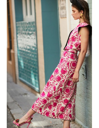 Ca-Bro Chaleco Brocado Beige/rosa