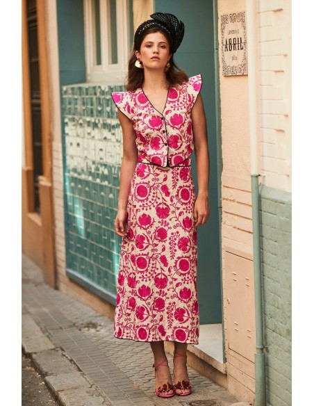 Fa-Bro Falda Brocada beige-flores