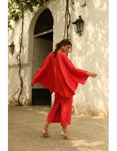 Vestido Begonia Midi Capa Rojo