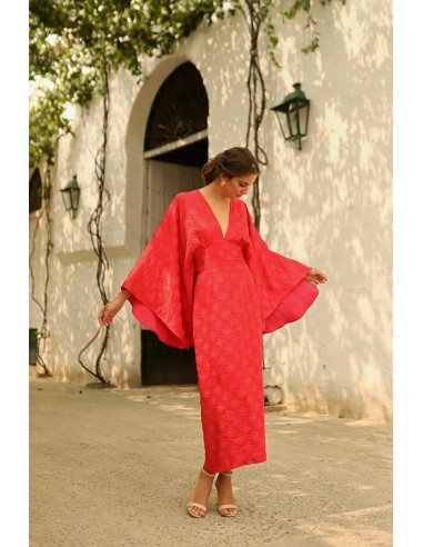 Vestido Begonia Midi Capa Rojo