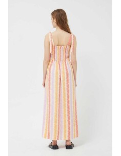 Vestido Largo Estampado Lineas Crudo 2