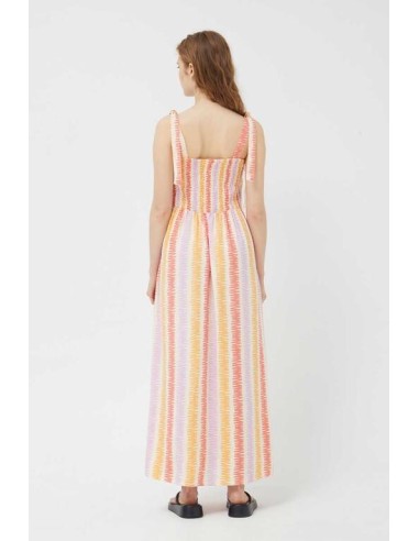 Vestido Largo Estampado Lineas Crudo