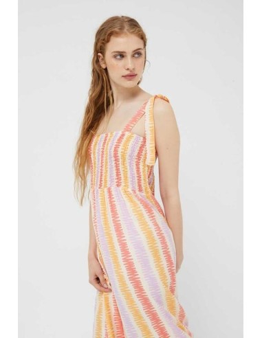 Vestido Largo Estampado Lineas Crudo