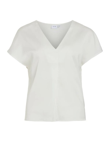 Vielette Vneck Satin Top Snowwhite