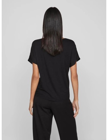 Vielette Vneck Satin Top Black