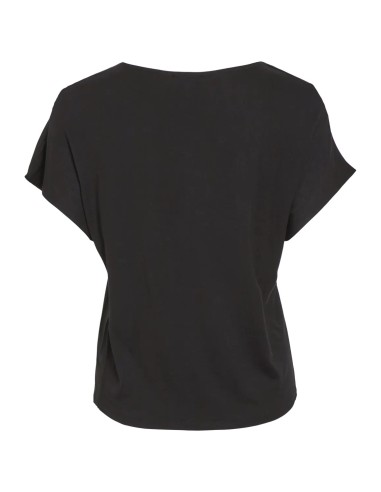 Vielette Vneck Satin Top Black