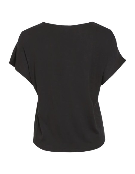 Vielette Vneck Satin Top Black