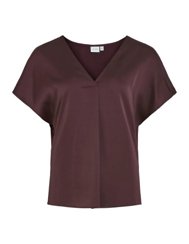 Vielette Vneck Satin Top Plum