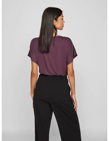 Vielette Vneck Satin Top Plum