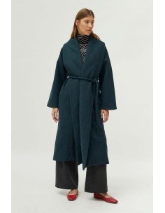 Abrigo Midi Abierto Verde-botella