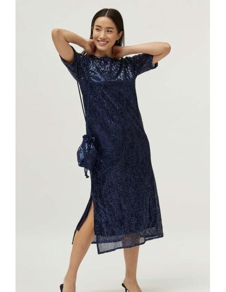 Vestido Midi Lentejuelas Azul
